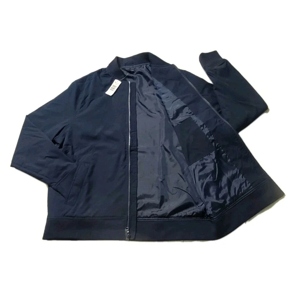 Banana Republic Men's XXL Bomber Flight Jacket Moisture Resistant Logo Zip Blue